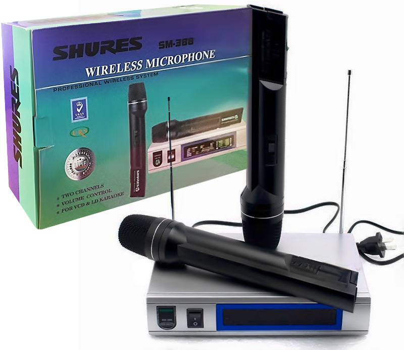 Bộ 2 Micro không dây Shure SM -388 âm thanh siêu hay (Đen)