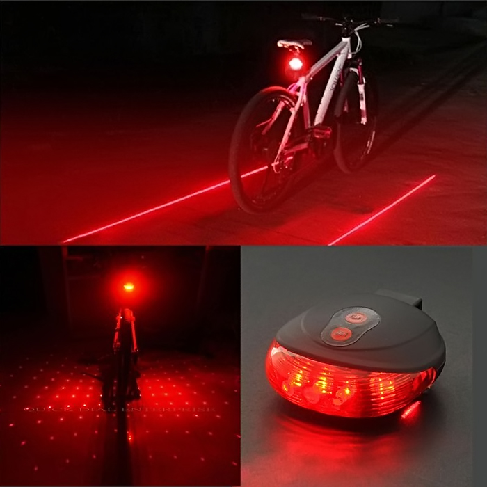 Đèn Led Laser gắn yên xe đạp (7 chế độ Led, 2 chế độ Laser)