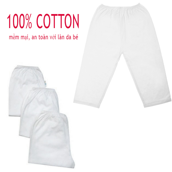 Bộ 5 quần dài trắng cotton Baby Q & N cho bé