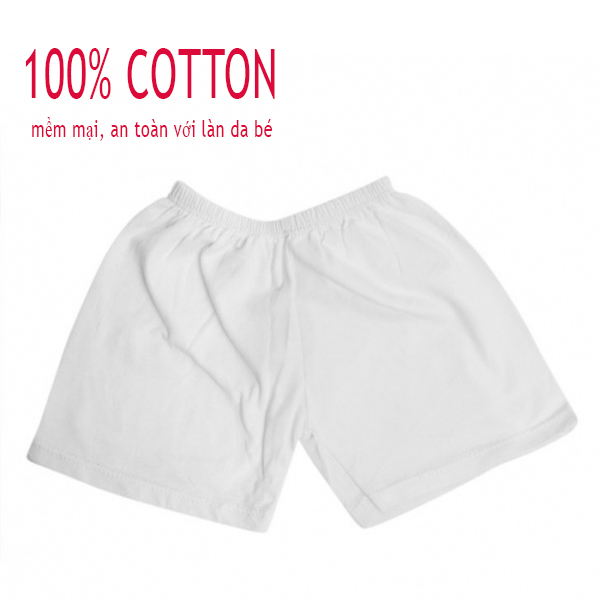 Bộ 5 quần ngắn cotton trắng Baby Q & N cho bé