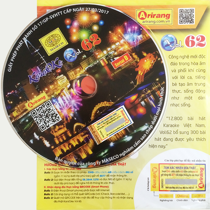 Bộ Đĩa Karaoke Arirang SERIAL D + Danh Mục Bài Hát Vol 61/ 62