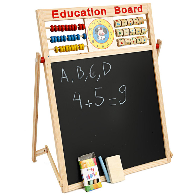 Bảng 2 mặt Education kèm bộ chữ số bằng gỗ gắn nam châm cho bé