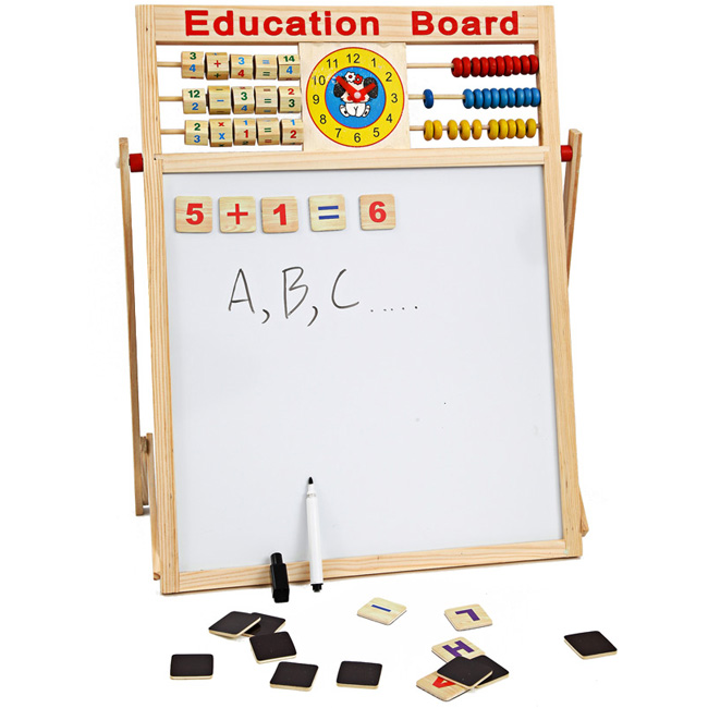 Bảng 2 mặt Education kèm bộ chữ số bằng gỗ gắn nam châm cho bé