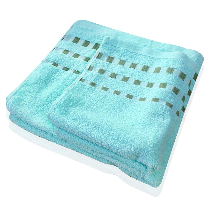 Bộ 2 khăn tắm 70cm, 100cm 100% cotton bông mịn (Xanh ngọc)