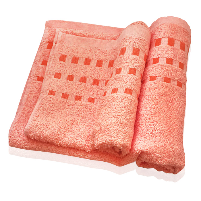 Bộ 2 khăn tắm 70cm, 100cm 100% cotton bông mịn (Cam)