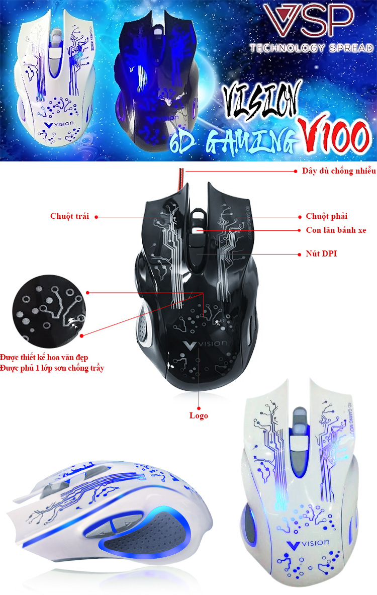 Chuột Led 6D Vision VSP-V100 chuyên Game