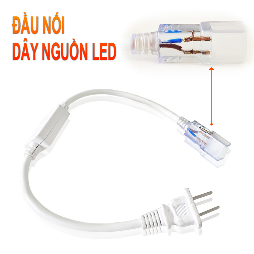 Bộ 05 mét Đèn LED dây 5050/220V 1 màu và đầu nối dây nguồn