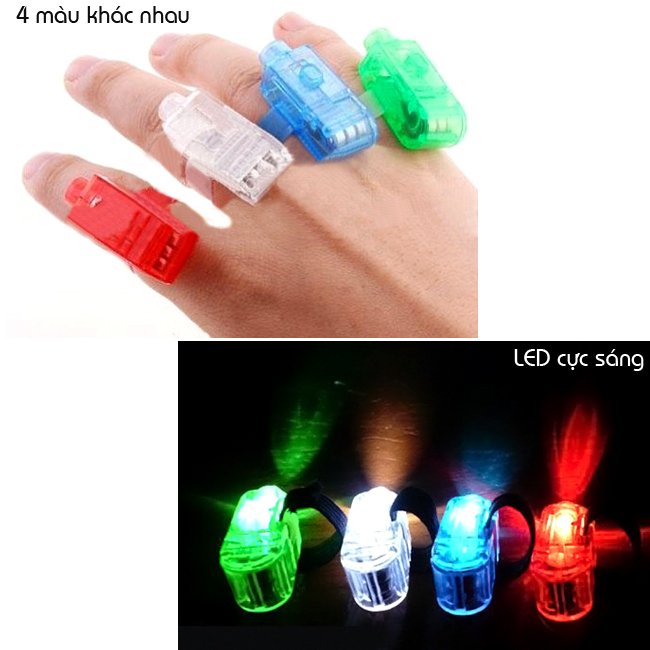 Bộ 2 đèn Led đeo ngón tay phát sáng (nhiều màu)
