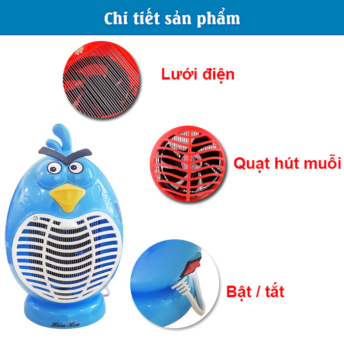 Đèn ngủ bắt muỗi hình Angry Bird Hiên Hoa (Xanh)