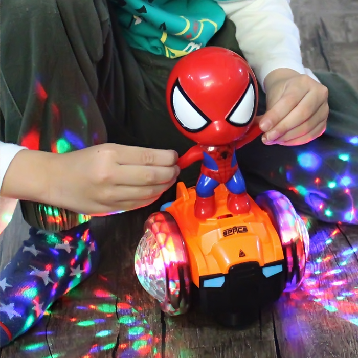 Đồ chơi người nhện xoay 360 độ phát nhạc có đèn